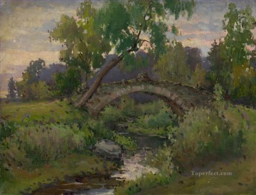 パブロフスク公園の橋コンスタンチン・ソモフの森の木の風景 Oil Paintings